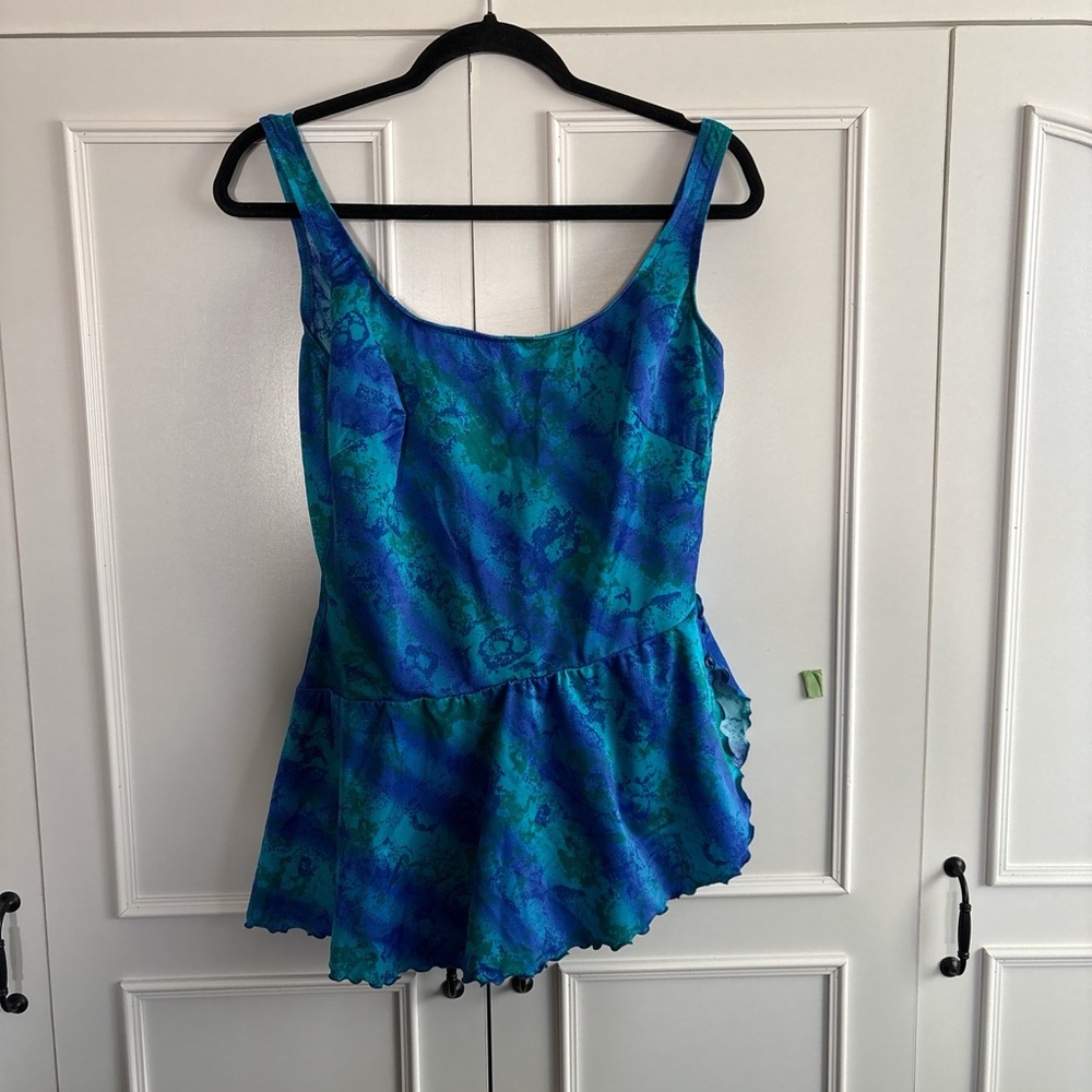 Blue Patterned Women's One Piece Swimsuit